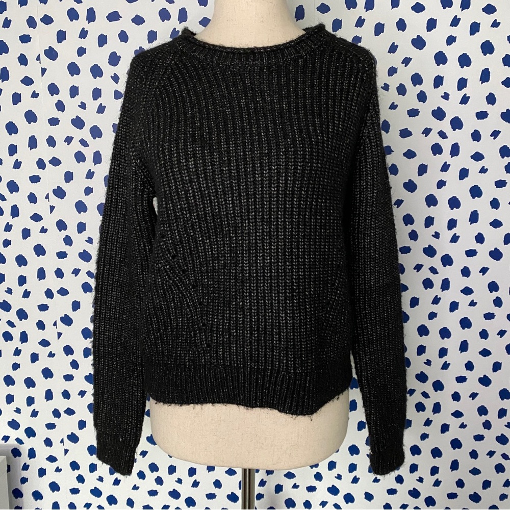 Anthropologie Pepin Cable Knit Crop Zip Sweater